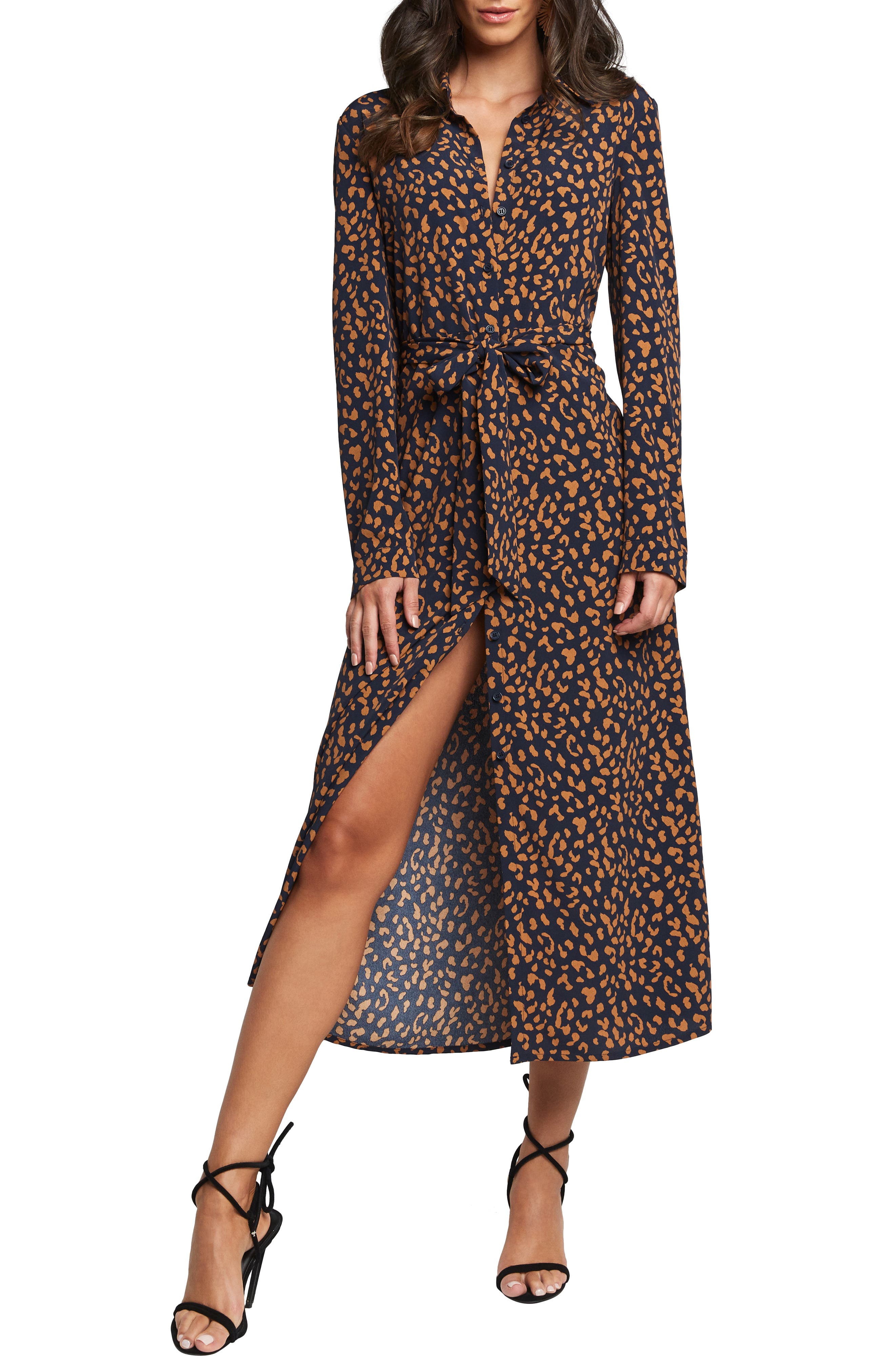 long sleeve leopard print shirt dress