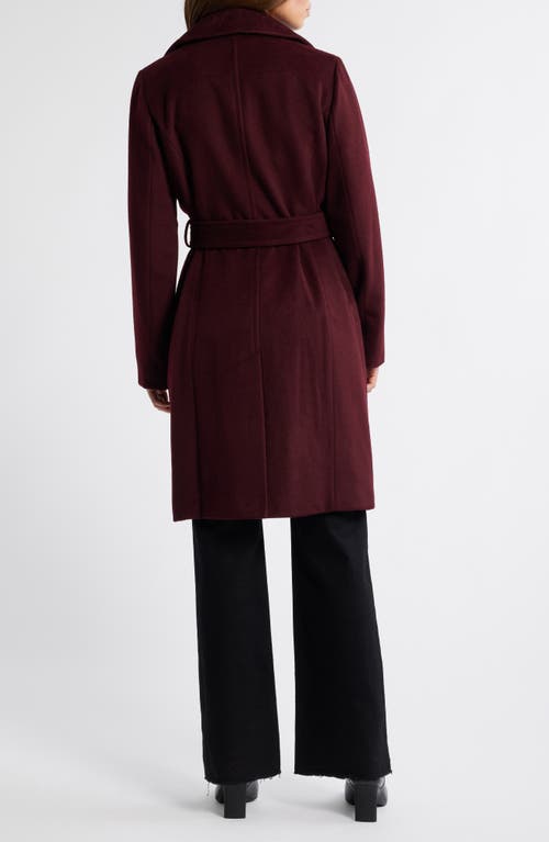 Michael Michael Kors Belted Wool Blend Coat In Merlot