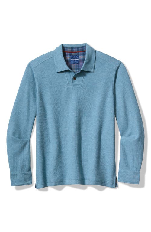 Tommy Bahama Las Arias Long Sleeve Polo In Corfu Blue Heather