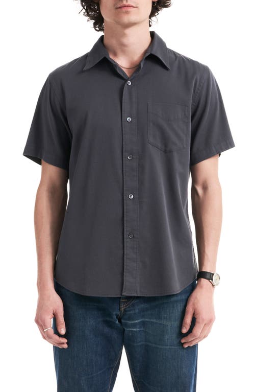 Draped Twill Short Sleeve Button-Up Shirt in Anchor