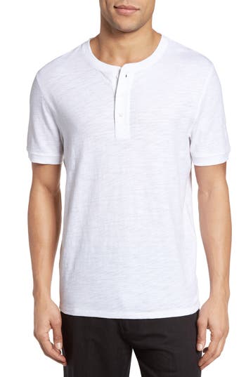 Vince Garment Dyed Short Sleeve Henley In White