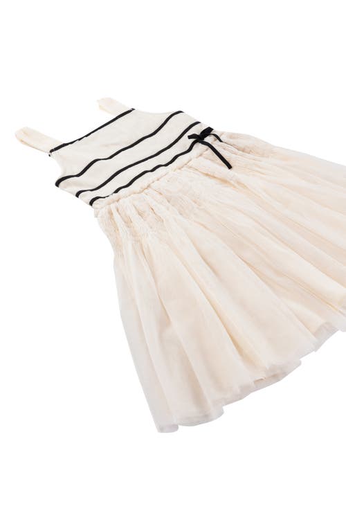 Peek Aren't You Curious Kids' Stripe Mesh Dress & Ruffle Cardigan Set In Cream