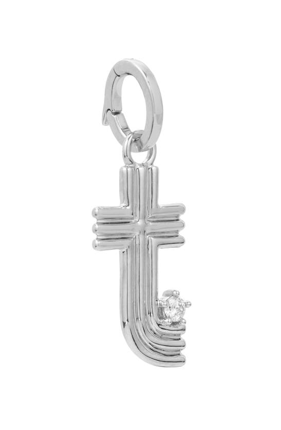 Shop Adina Reyter Groovy Letter Charm Pendant In Silver - T