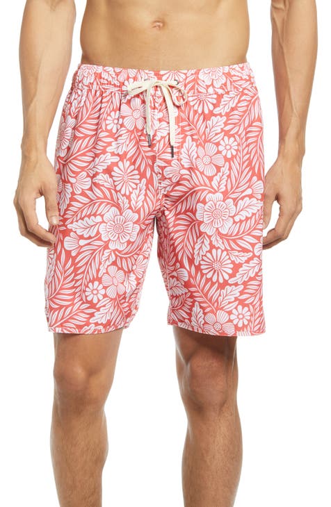 Mens Beach Shorts: PLAIN FADED RED