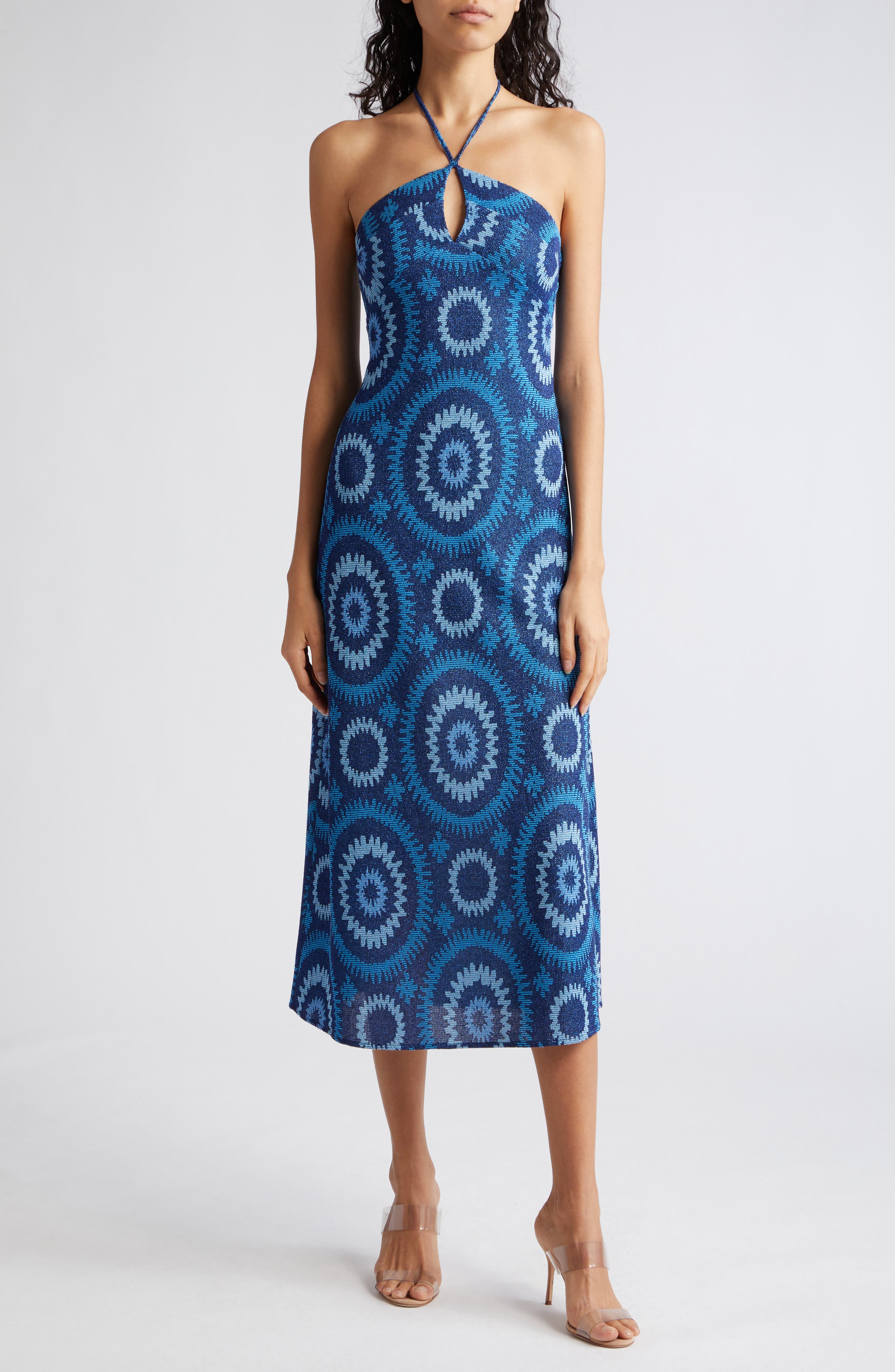 Nordstrom Ramy Brook Aya Halter Midi Dress Spring Navy/Crystal Blue at  Nordstrom, | The Summit