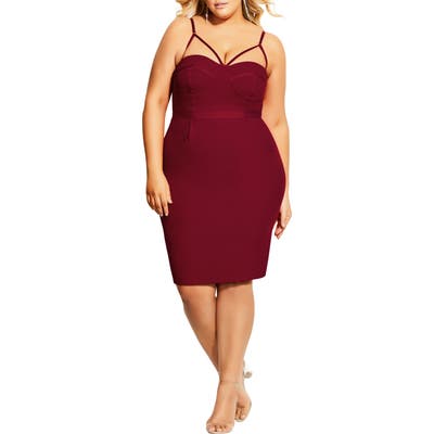 Plus Size City Chic Undress Me Strappy Sheath Dress, Red