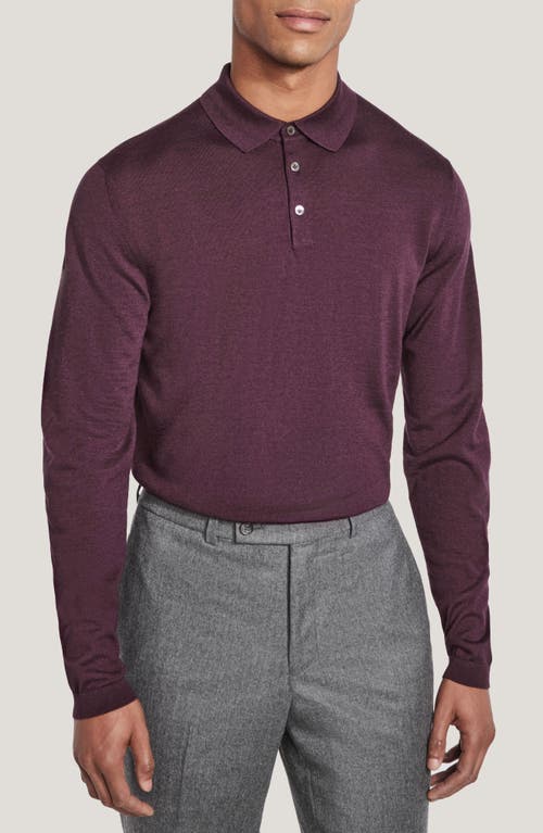 Jack Victor Redfern Long Sleeve Wool Blend Polo Sweater In Burgundy