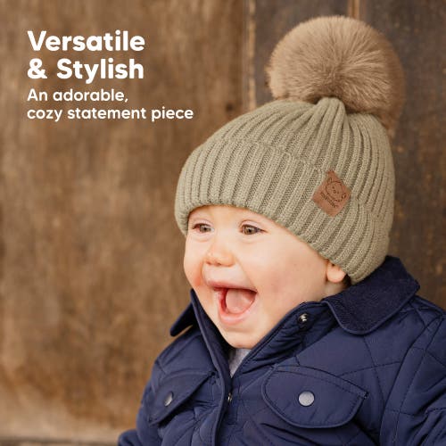 Keababies 2-pack Pom Knitted Beanie In Latte