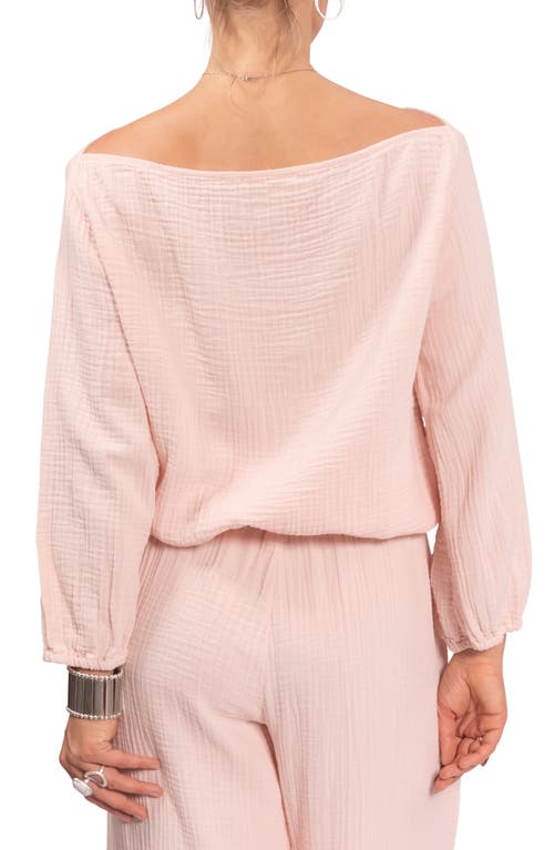 Shop Everyday Ritual Penny Off The Shoulder Lounge Top In Blush Pink