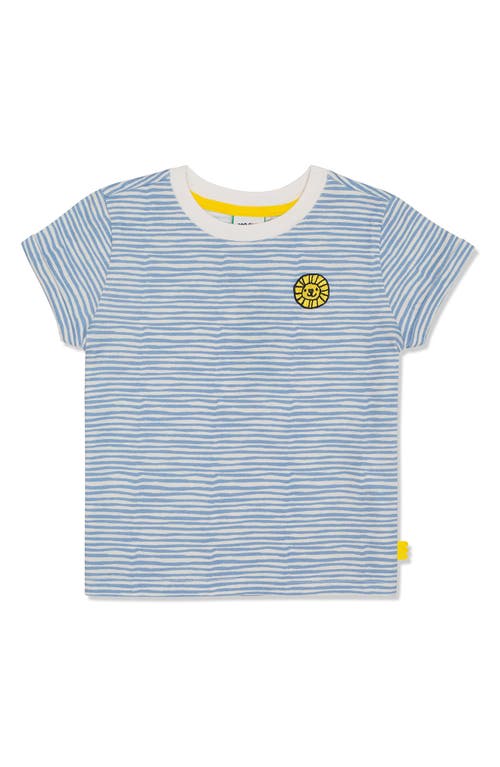Mon Coeur Kids' Stripe Cotton T-shirt In Natural/della Blue