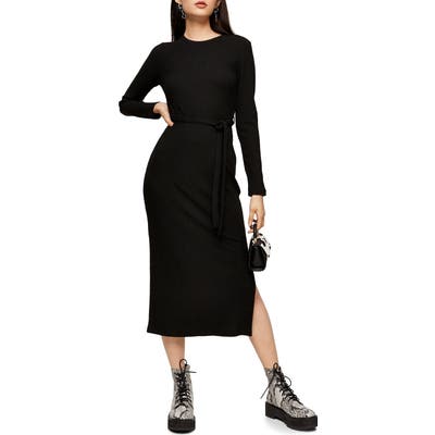 Topshop Long Sleeve Midi Sweater Dress, US (fits like 10-12) - Black