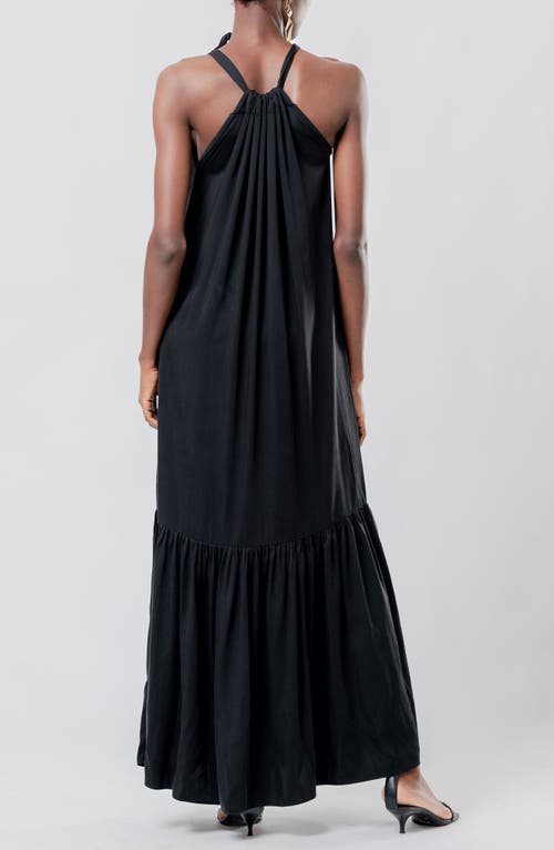 Shop Diarrablu Soli Gnoor Satin Maxi Dress In Black