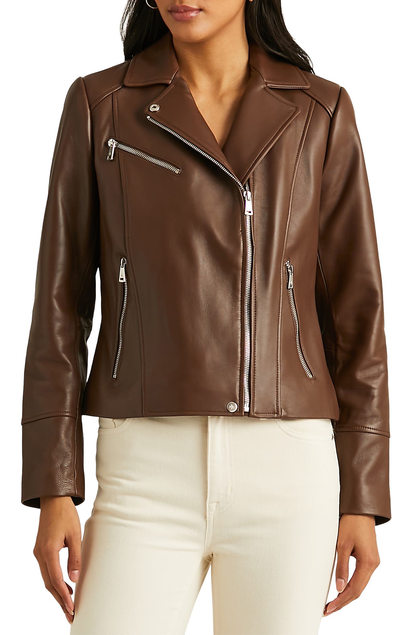 Polo Ralph Lauren Leather Jacket in Brown Womens Clothing Jackets Leather jackets 