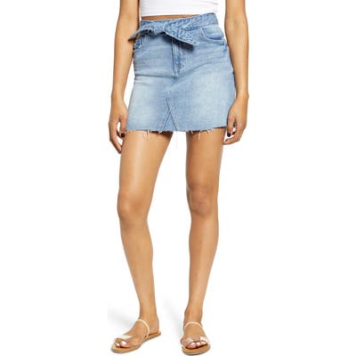 Prosperity Denim Tie Waist Denim Miniskirt, Blue