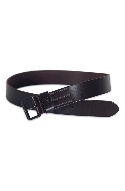 Shop Allsaints Solid Leather Belt In Bitter Brown/matte Black