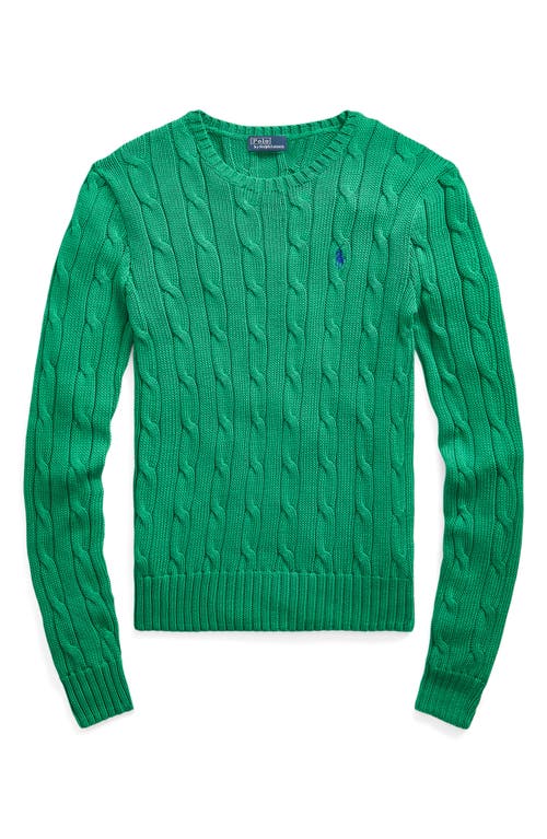 Shop Polo Ralph Lauren Julianna Cotton Cable Sweater In Preppy Green