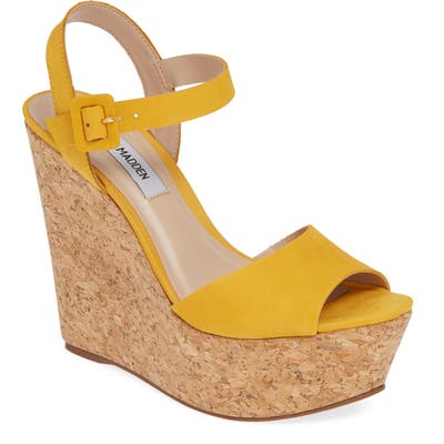Steve Madden Citrus Platform Wedge Sandal, Yellow