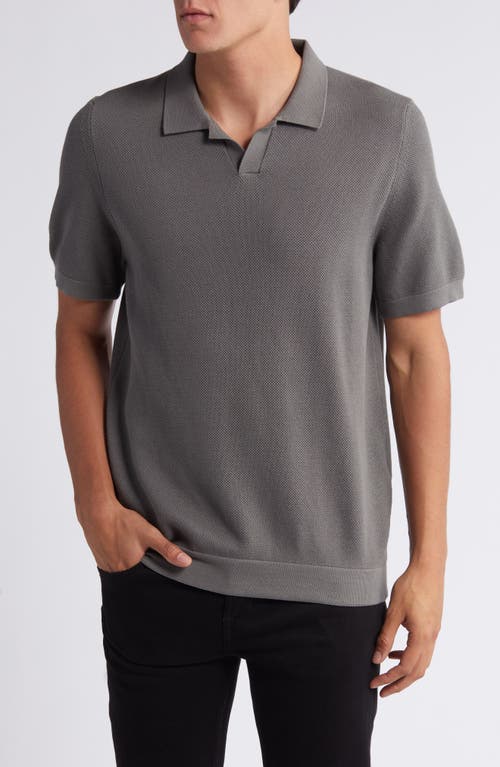 7 For All Mankind Textured Johnny Collar Polo In Irongate