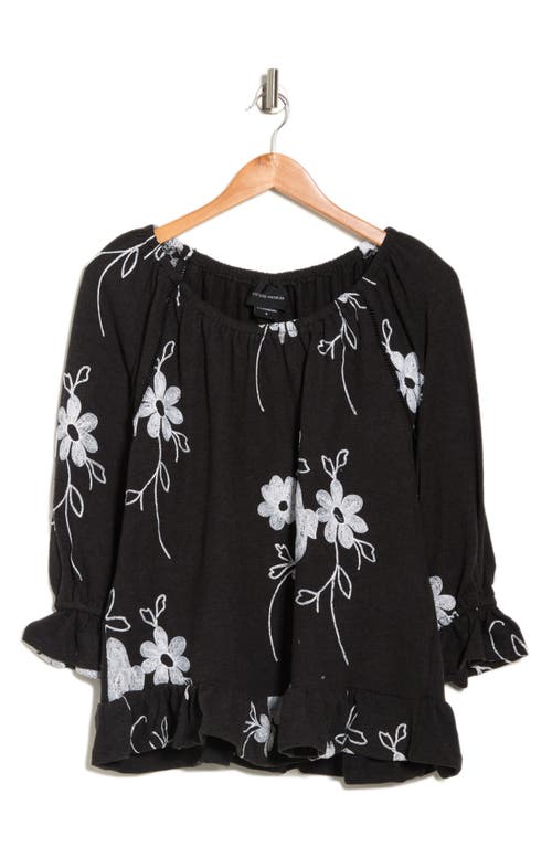Shop Forgotten Grace Peasant Embroidered Blouse In Black/white