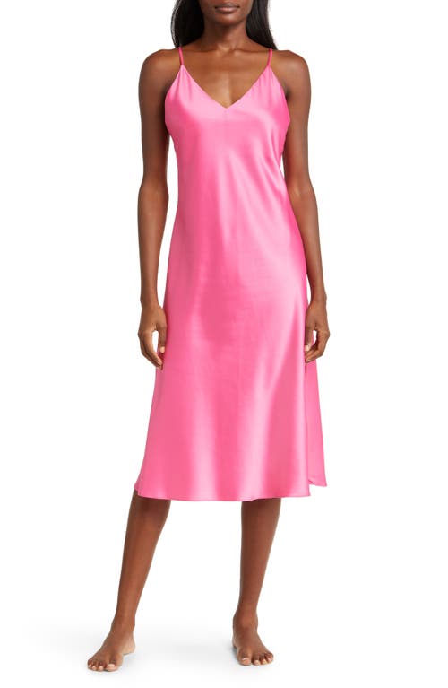 Glamour Satin Nightgown in Pink Grapefruit