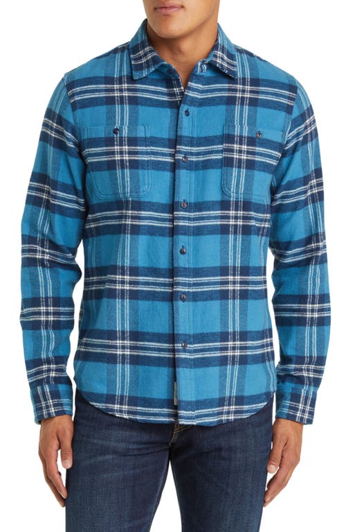 Two-Pocket Long Sleeve Flannel Button-Up Shirt in Sky