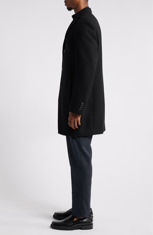 Shop Open Edit Felted Wool Blend Topcoat In Black