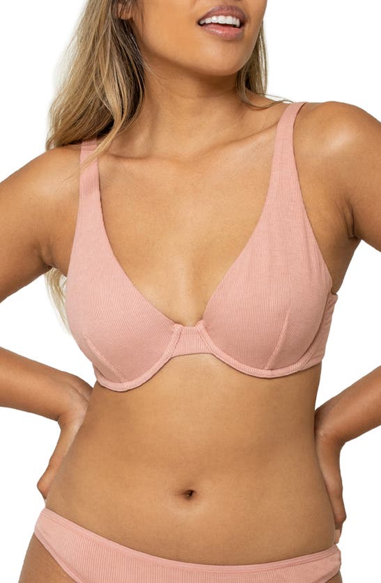 Lively Rib Unlined Underwire Bra In Shell Pink