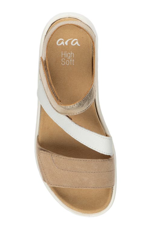 Ara Marina Wedge Sandal In Sand/white/platinum