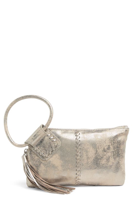 Hobo Sable Leather Clutch In Distressed Platinum