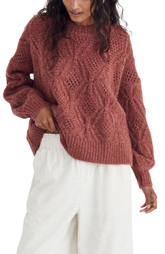 Madewell Cayden Pointelle Balloon Sleeve Sweater In Red | ModeSens