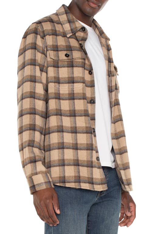 Shop Liverpool Plaid Shirt Jacket In Tan Brown Multi