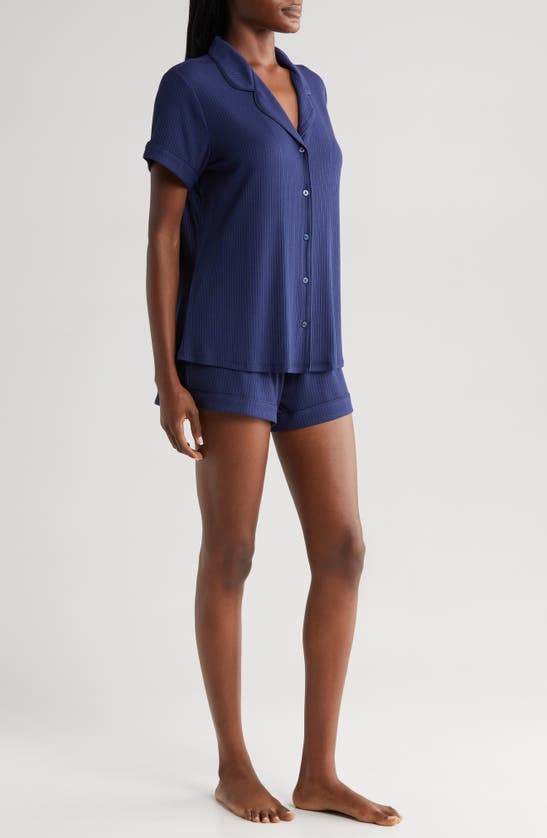 Shop Nordstrom Moonlight Eco Rib Short Pajamas In Navy Peacoat