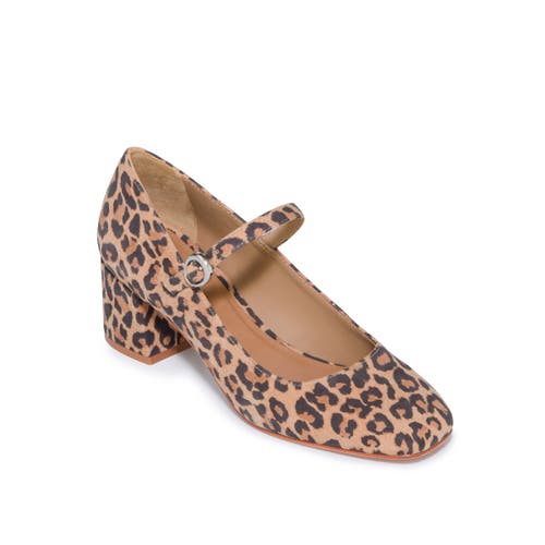 Shop Bernardo Footwear Ancona Block Heel Mary Jane In Sand Cheetah