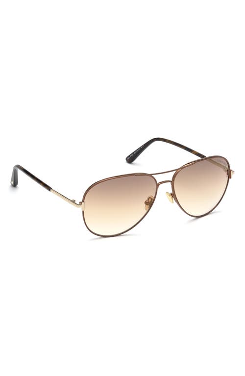 Shop Tom Ford 59mm Pilot Sunglasses In Shiny Dark Brown/brown