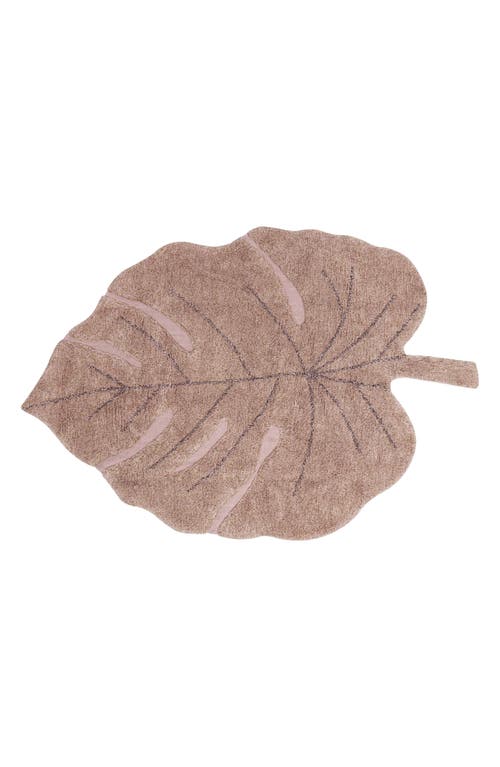 Lorena Canals Monstera Leaf Washable Area Rug in Rose Soil/Brown Olive at Nordstrom