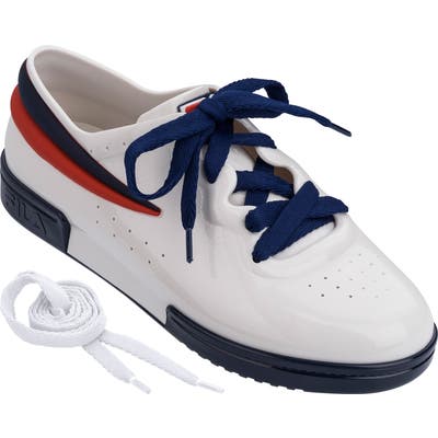 Melissa X Fila Lace-Up Sneaker, White
