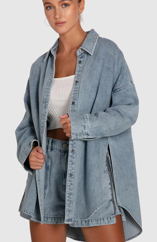 Belle & Bloom Into Him Oversized Denim Shirt In Stonewash