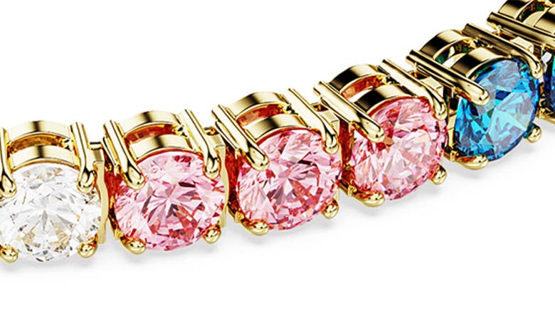 Swarovski Multicolored Round Cut Gold-tone Plated Matrix Bracelet In Multicolored
