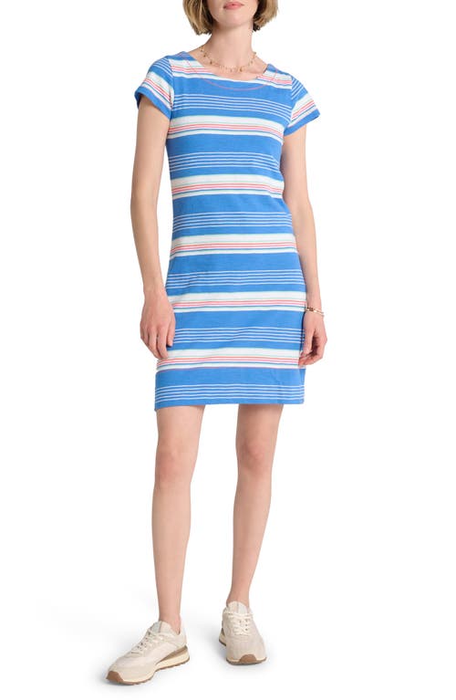 Nellie Stripe Short Sleeve Cotton T-Shirt Dress in Palace Blue