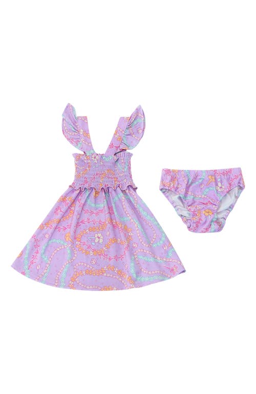 Coco Moon Lei Day Smocked Sundress & Bloomers Lavender at Nordstrom,