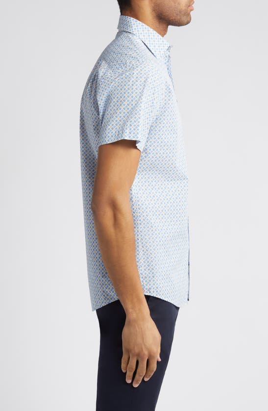 Shop Rodd & Gunn Glenariffe Sports Fit Foulard Print Short Sleeve Cotton Button-up Shirt In Snow