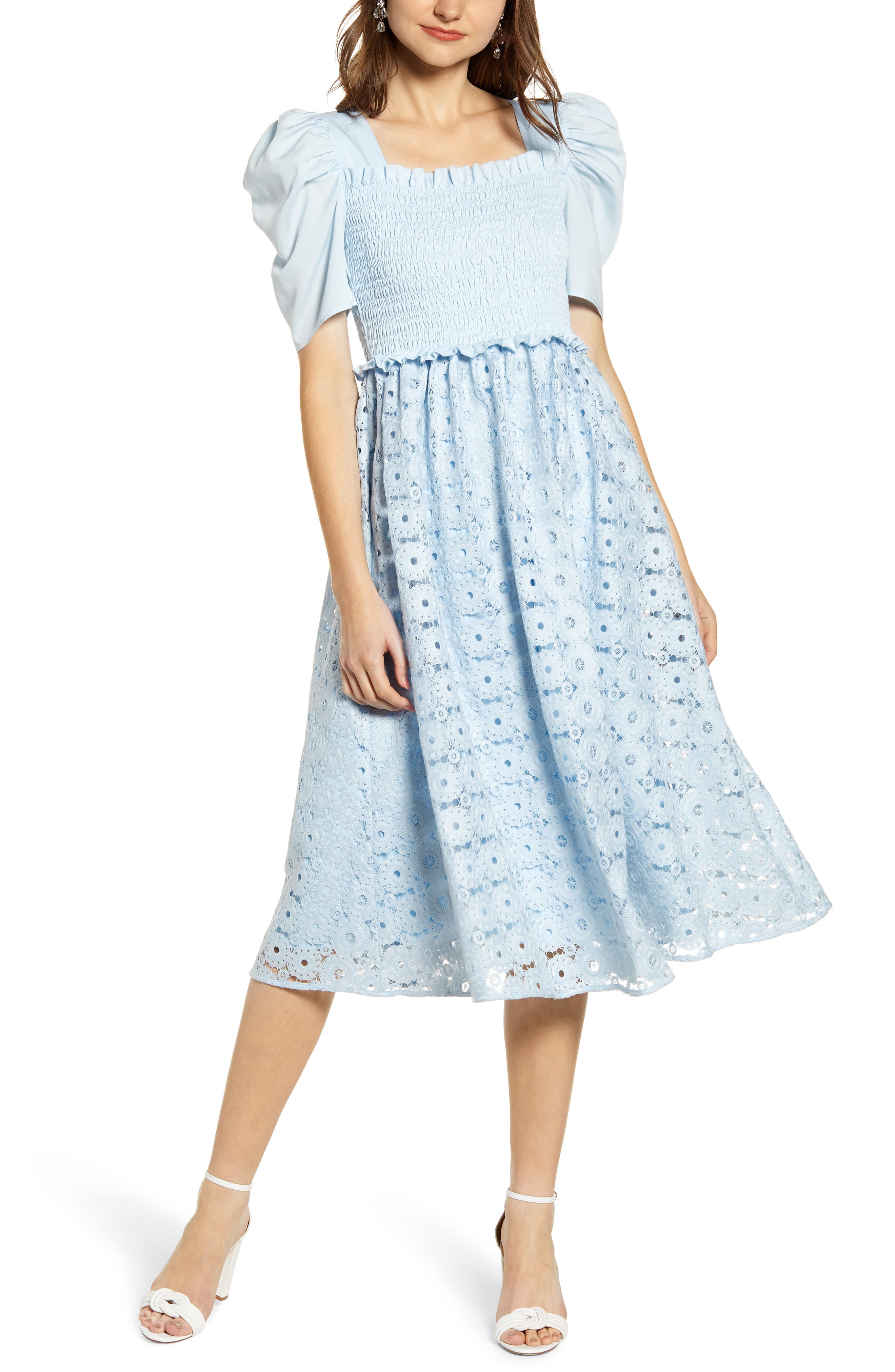 Rachel Parcell Smocked Waist A-Line Dress, Blue (Nordstrom Exclusive)