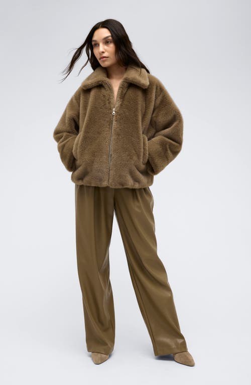 Kenneth Cole Faux Fur Jacket In Wheatgrass