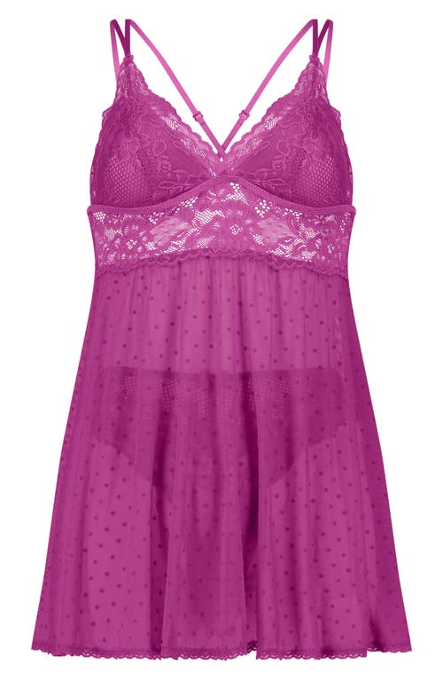 HUNKEMOLLER HUNKEMÖLLER LACE TRIM MESH DOT BABYDOLL CHEMISE