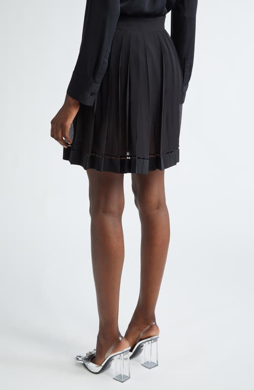 Shop Versace Pleated Silk Georgette Skirt In Black