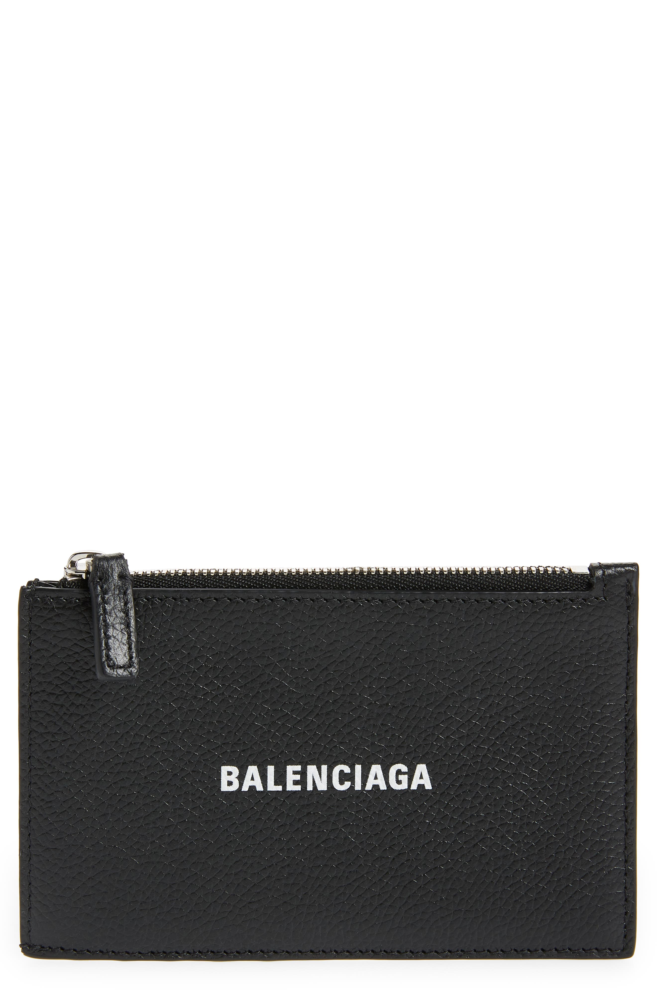 Balenciaga Classic Zip Leather Card Case in Black/White at Nordstrom