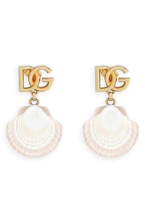 Shop Dolce & Gabbana Dolce&gabbana Dg Logo Shell Drop Earrings In Zoo00 Oro