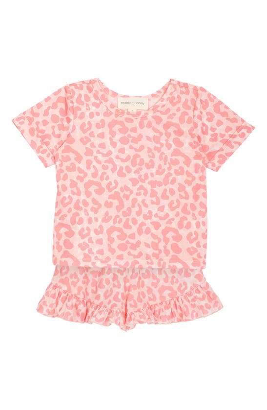 Shop Mabel + Honey Kids' Puurty Print Knit Shirt & Shorts Set In Pink