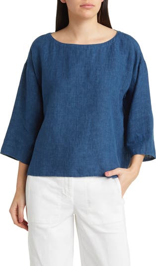 Eileen Fisher Organic Linen buying Blouse Size Medium