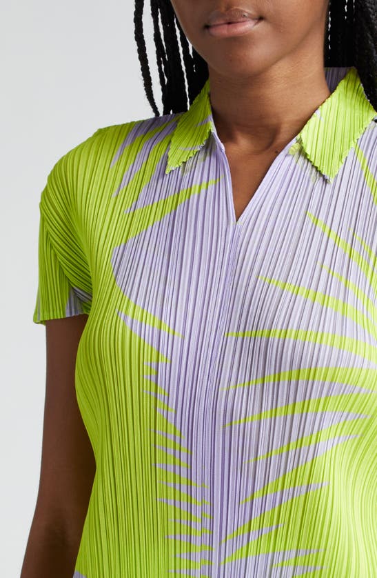 Shop Issey Miyake Piquant Print Pleated Top In Purple Onion